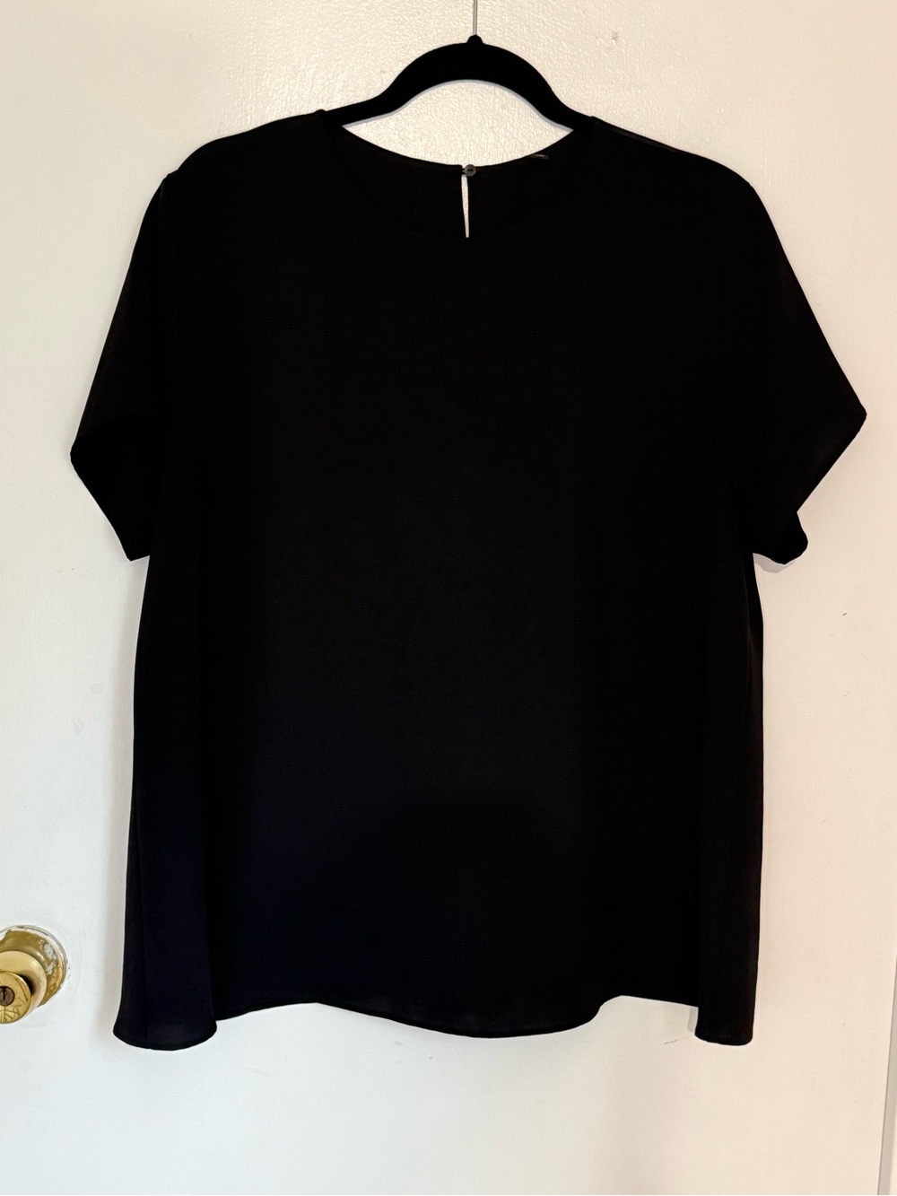 Uniqlo Women Short Sleeve Blouse Black Short Sleeve Top XL